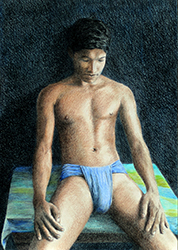 Loinclothed hobby; Obrzek dne - the picture od the day - awa rel - Art of Dennis Candy, Seated Kushti Wrestler