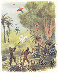 Loinclothed hobby; Obrzek dne - the picture od the day - awa rel - Daniel Defoe / Robinson Crusoe - Illustrationen von Hugo Laubi