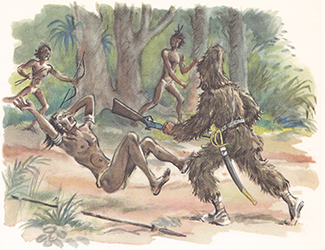 Loinclothed hobby; Obrzek dne - the picture od the day - awa rel - Daniel Defoe / Robinson Crusoe - Illustrationen von Hugo Laubi