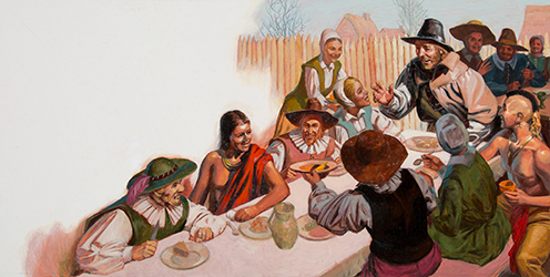 Loinclothed hobby; Obrzek dne - the picture od the day - awa rel -Art of Shannon Stirnweis, Squanto and the Miracle of Thanksgiving