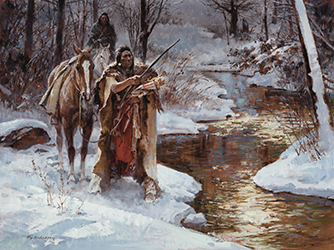 Loinclothed hobby; Obrzek dne - the picture od the day - awa rel -Art of Howard Terpning, Pursued