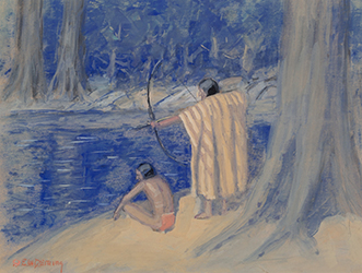 Loinclothed hobby; Obrzek dne - the picture od the day - awa rel - Art of Edwin Willard Deming - Indians at Water's Edge