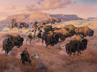 Loinclothed hobby; Obrzek dne - the picture od the day - awa rel - Art of Jack Sorenson  - Buffalo Hunt - 1999