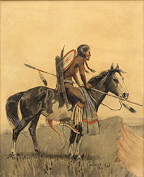 Loinclothed hobby; Obrzek dne - the picture od the day - awa rel - Art by E. William Gollings - Indian Brave on Horseback