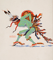 Loinclothed hobby; Obrzek dne - the picture od the day - awa rel - Indian Shield Dancer - art by Clarence Ellsworth
