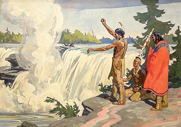 Loinclothed hobby; Obrzek dne - the picture od the day - awa rel - Indians Paying Homage to Spirit of the Chaudiere - art by C.W. Jeffereys