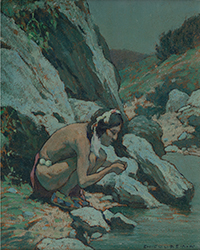 Loinclothed hobby; Obrzek dne - the picture od the day - awa rel - Indian Drinking, Moonlight ~ by Eanger Irving Couse