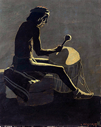 Loinclothed hobby; Obrzek dne - the picture od the day - awa rel - Native American Seated With A Drum ~ by Lon Megargee