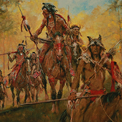 Loinclothed hobby; Obrzek dne - the picture od the day - awa rel - Peril Comes On Horseback - art of Charles Winfield Miller