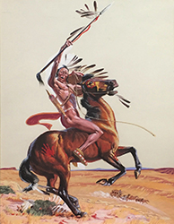 Loinclothed hobby; Obrzek dne - the picture od the day - awa rel - Indian Brave On  Horseback ~ 1965 - art of Bert  McCausey