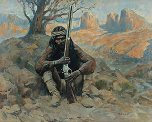 Loinclothed hobby; Obrzek dne - the picture od the day - awa rel - Guard of Apache Pass  - art of Ronald Crooks