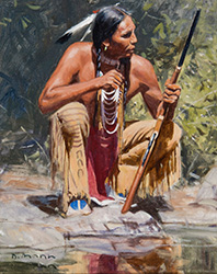 Loinclothed hobby; Obrzek dne - the picture od the day - awa rel - By the Stream - art of David Mann