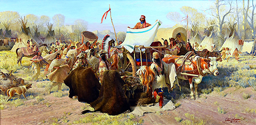 Loinclothed hobby; Obrzek dne - the picture od the day - awa rel - art by John Clymer - Trading with the Sioux