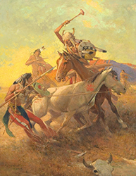 Loinclothed hobby; Obrzek dne - the picture od the day - awa rel - Encounter of Crow and Blackfeet Indians ~ 1944, art of Nick Eggenhofer