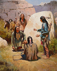 Loinclothed hobby; Obrzek dne - the picture od the day - awa rel - Cheyenne Scouts in Bozeman Trail, art of Z.S. Liang