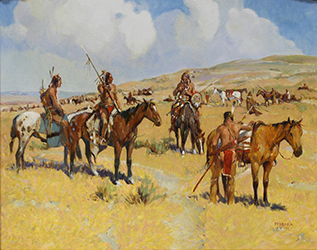 Loinclothed hobby; Obrzek dne - the picture od the day - awa rel - Indians and Horses ~ 1991, art of Joe Ferrara