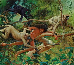 Loinclothed hobby; Obrzek dne - the picture od the day - awa rel - Mowgli and the Monkeys, art of Lute Vink