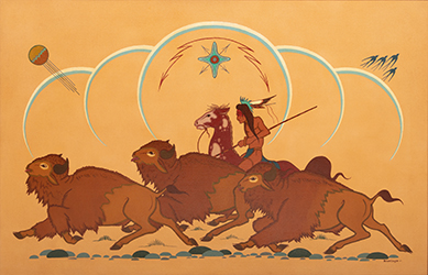 Loinclothed hobby; Obr�zek dne - the picture od the day - �awa rel - art of  Buffalo Hunt - Blue Eagle