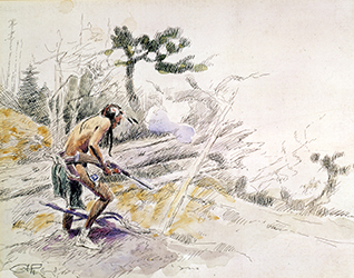 Loinclothed hobby; Obr�zek dne - the picture od the day - �awa rel - art of  Charles Russell - In Ambush