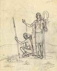 Loinclothed hobby; Obr�zek dne - the picture od the day - �awa rel - Standing & kneeling man - Beaver Fred