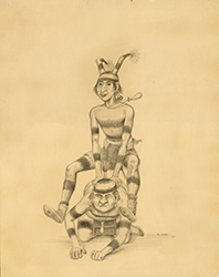 Loinclothed hobby; Obr�zek dne - the picture od the day - �awa rel - Koshares Playing Leap Frog - Naha Raymond