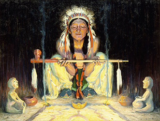 Loinclothed hobby; Obr�zek dne - the picture od the day - �awa rel -  Offering to the Great Spirit - Eanger Irving Couse