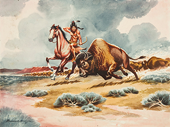Loinclothed hobby; Obr�zek dne - the picture od the day - �awa rel - Russ Manning -  Buffalo Hunt 