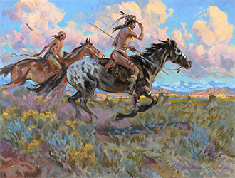 Loinclothed hobby; Obr�zek dne - the picture od the day - �awa rel - Buckeye Blake - Two Galloping Horses ~ 1987