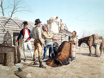 Loinclothed hobby; Obr�zek dne - the picture od the day - �awa rel - Alonzo Megargee - Sacagawea's First Gift ~ 1804