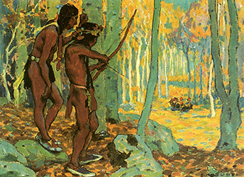 Loinclothed hobby; Obr�zek dne - the picture od the day - �awa rel - Eanger Irving Couse  -  Turkey Hunting Among the Aspens