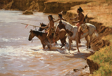 Loinclothed hobby; Obr�zek dne - the picture od the day - �awa rel - Howard Terpning - Crossing at the Ford ~ 2002