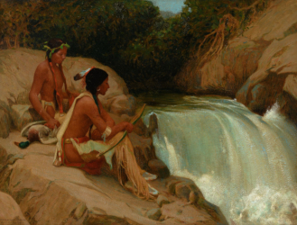 Loinclothed hobby; Obr�zek dne - the picture od the day - �awa rel -  Voice of the Falls ~ 1909 - Eanger Irving Couse 