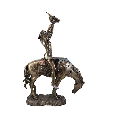 Ceibhfhionn Tribal Native American Vision Quest indian Young Warrior on Horse Holding up a Bison Skull