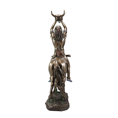 Ceibhfhionn Tribal Native American Vision Quest indian Young Warrior on Horse Holding up a Bison Skull