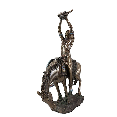 Ceibhfhionn Tribal Native American Vision Quest indian Young Warrior on Horse Holding up a Bison Skull