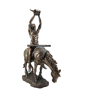 Ceibhfhionn Tribal Native American Vision Quest indian Young Warrior on Horse Holding up a Bison Skull