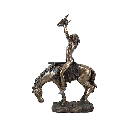 Ceibhfhionn Tribal Native American Vision Quest indian Young Warrior on Horse Holding up a Bison Skull