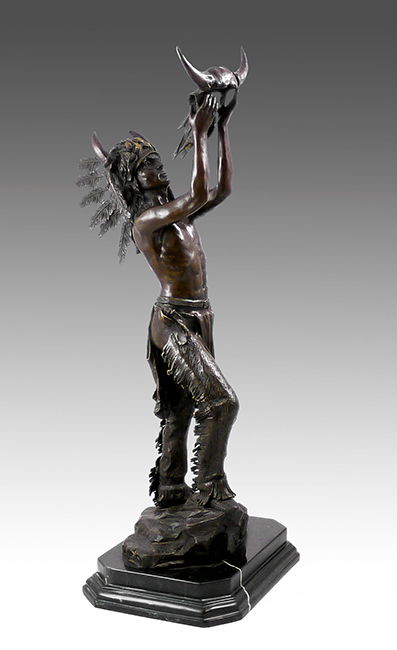 Art of Miguel Lopez Milo ~  Indian Chief Warrior ~ Bronze artwork