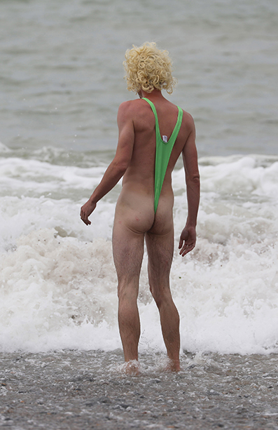 Mankini Borat style on the beach, another style of loincloth<