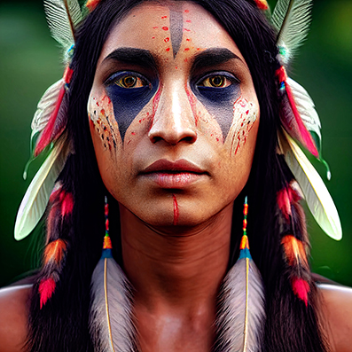 Indian style of face painting, female warriors 