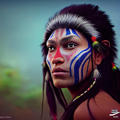 Indian style of face painting, female warriors 