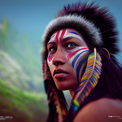 Indian style of face painting, female warriors 