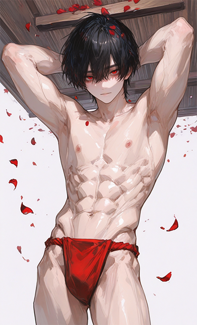 Red thong loincloth aka red rokushaku
