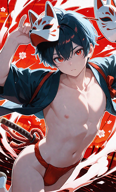 Red thong loincloth aka red rokushaku