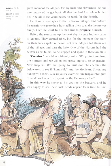 The last of the Mohicans, Autor of the book: J. F Cooper, text adaption by Bill Bowler, Illustrated by: Thomas Sperling, Oxford University Press,  2003 